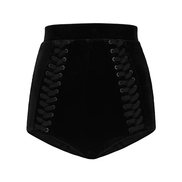 Alex Perry Nixon high-rise velvet hot shorts. Black High-Waisted. Size 6 (S/M)